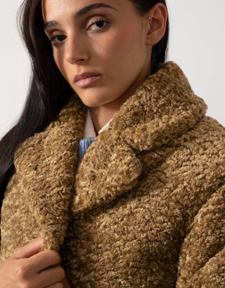 Natja Womens Faux Fur Teddy Bear Coat
