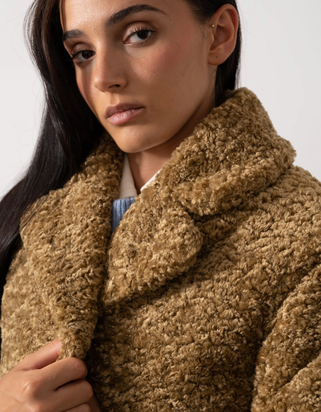 Natja Womens Faux Fur Teddy Bear Coat