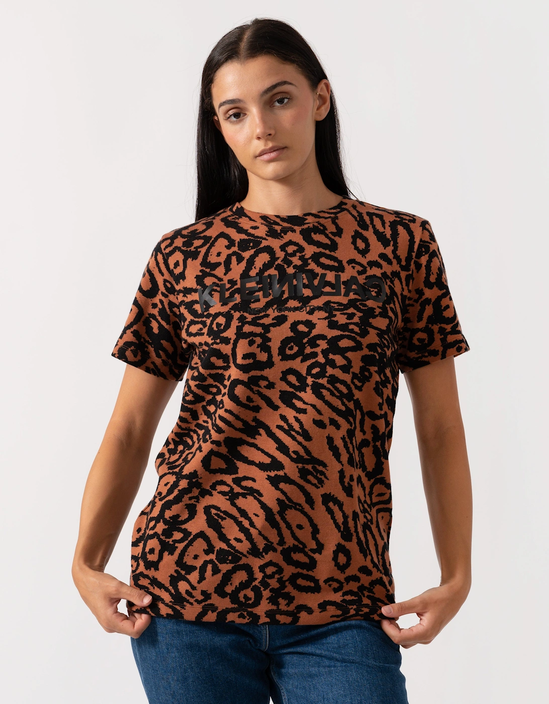 Wool Jacquard Leopard Womens Tee