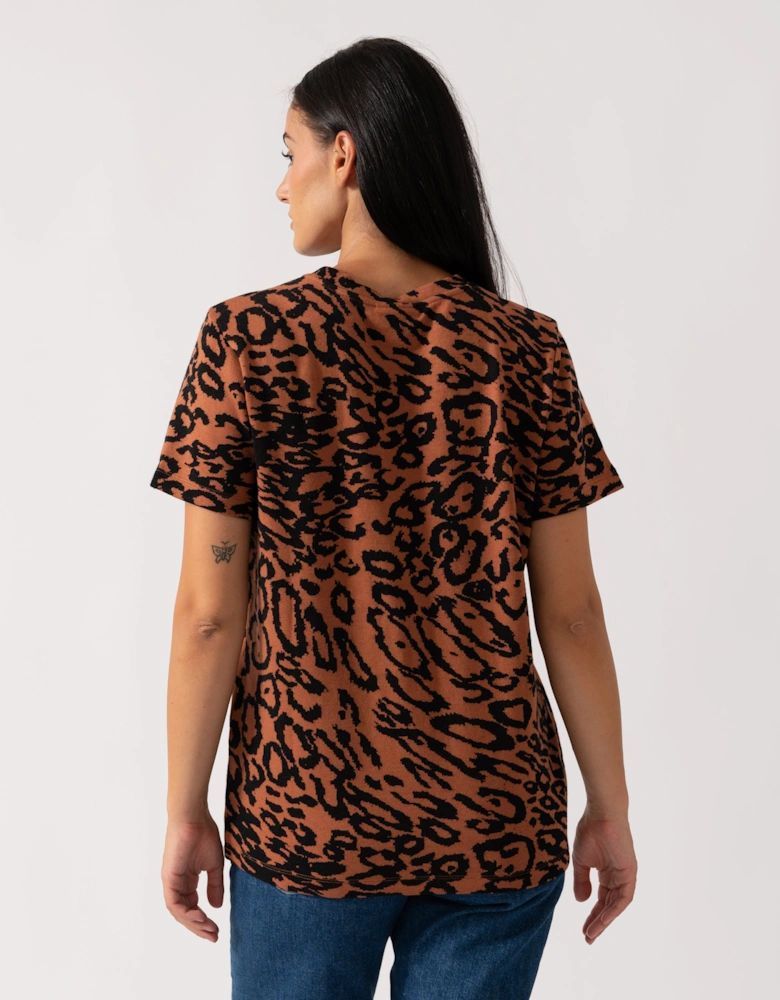 Wool Jacquard Leopard Womens Tee