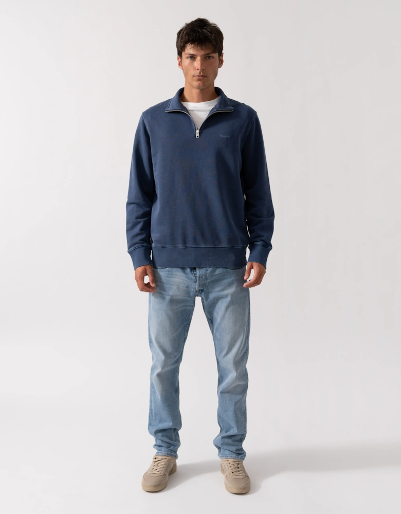 Mens Regular Fit Sunfaded Half Zip Sweatshirt