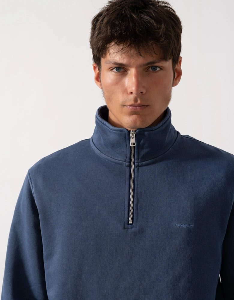 Mens Regular Fit Sunfaded Half Zip Sweatshirt
