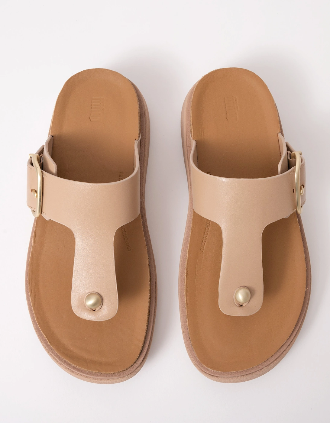 Womens Gen-FF Buckle Leather Toe-Post Sandals