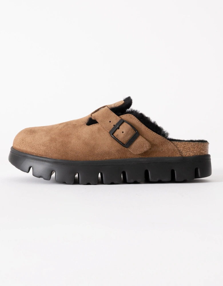 Birkenstock Papillio Boston Chunky Shearling Womens Clogs - Dark Tea