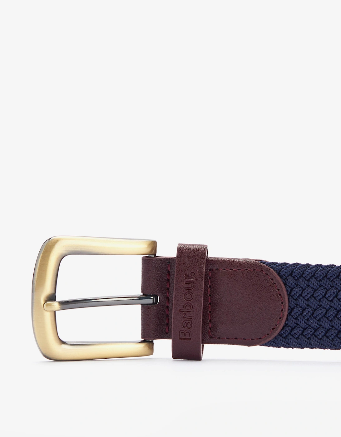 Stretch Webbing Mens Leather Belt - Navy