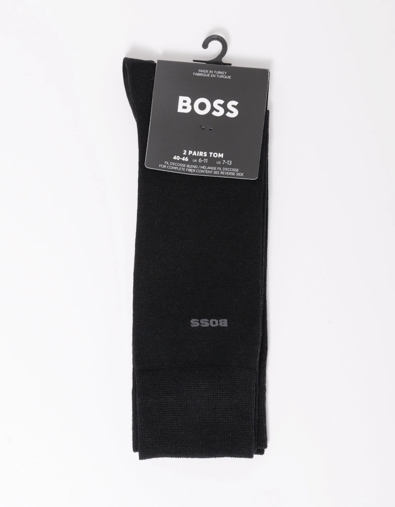 BOSS Orange 2-Pack Mens Regular-Length Socks in a Mercerized-Cotton - Black 001