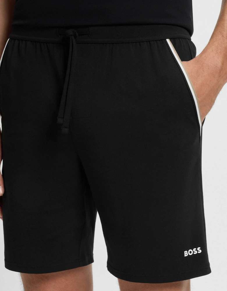 BOSS Orange Unique Mens Stretch-Cotton Pyjama Shorts with Tape Trims - Black 001
