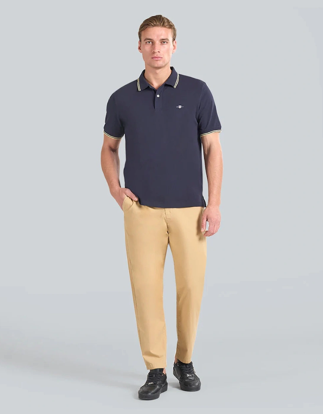 Mens Contrast Tipping Polo 433 Evening Blue