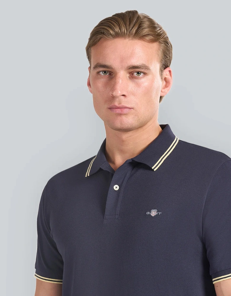 Mens Contrast Tipping Polo 433 Evening Blue