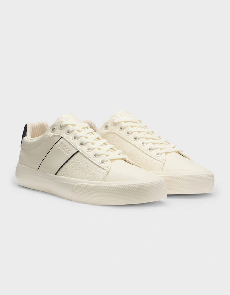 BOSS Orange Aiden Tenn Mens Faux-Leather Trainers with Plain and Grained Textures  - Natural 101