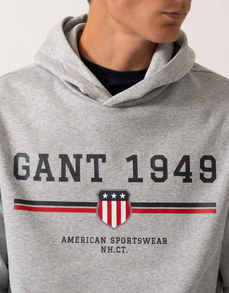 Mens Graphic Pullover Hoodie - 93 Grey Melange
