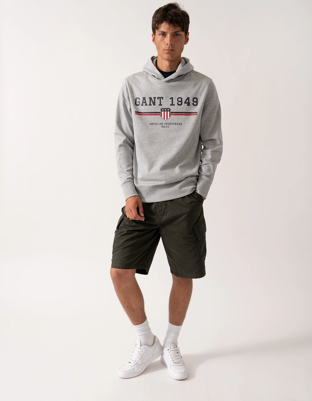 Mens Graphic Pullover Hoodie - 93 Grey Melange