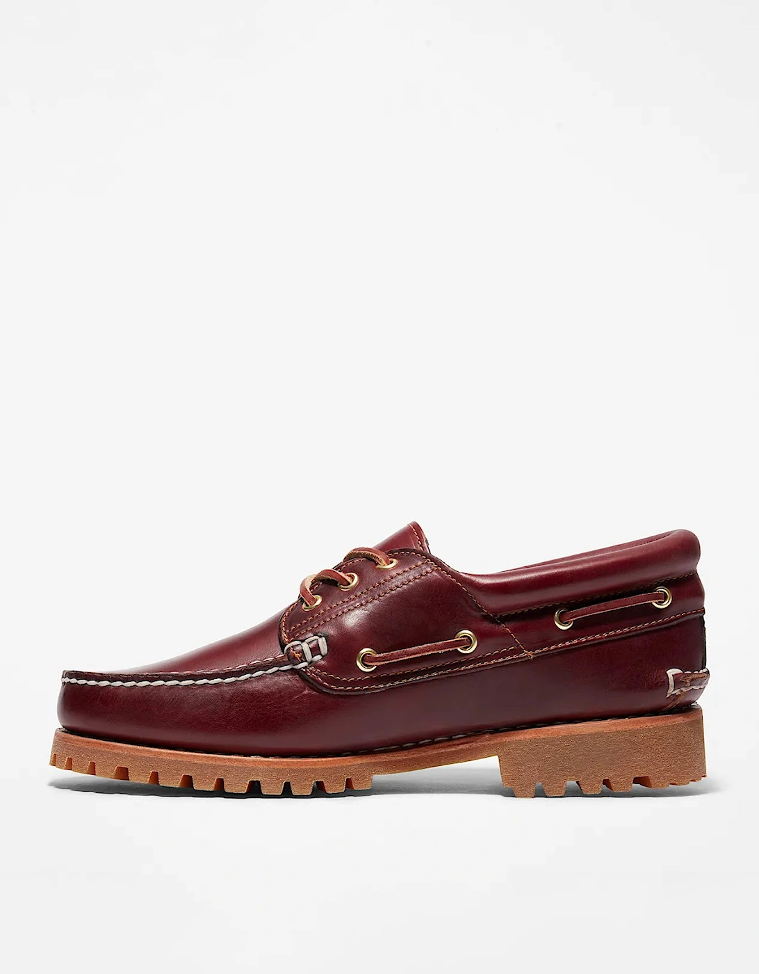 Mens Authentic Leather Boat Shoes - Dark Red