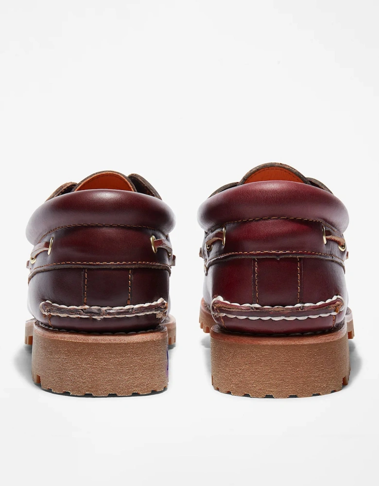 Mens Authentic Leather Boat Shoes - Dark Red