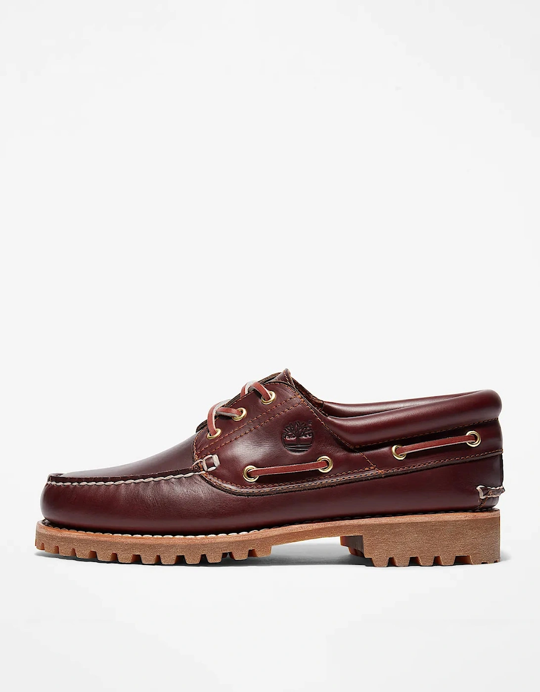 Mens Authentic Leather Boat Shoes - Dark Red