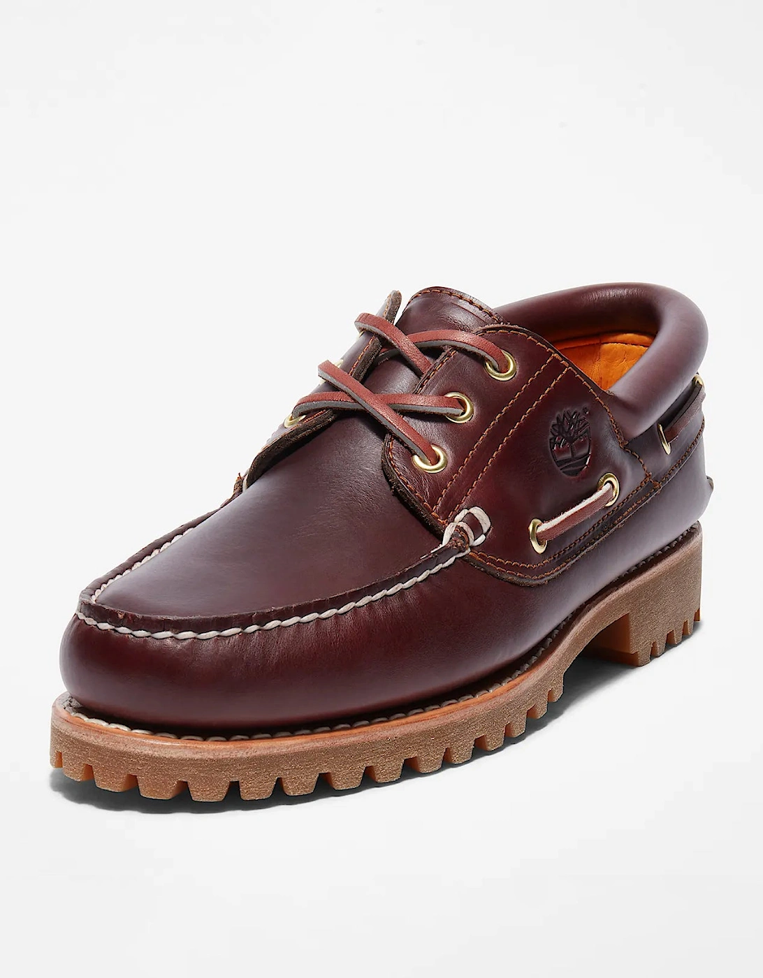 Mens Authentic Leather Boat Shoes - Dark Red