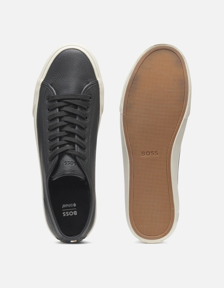 BOSS Orange Aiden Tenn Mens Low Top Trainers in Grained Faux Leather - Black 002