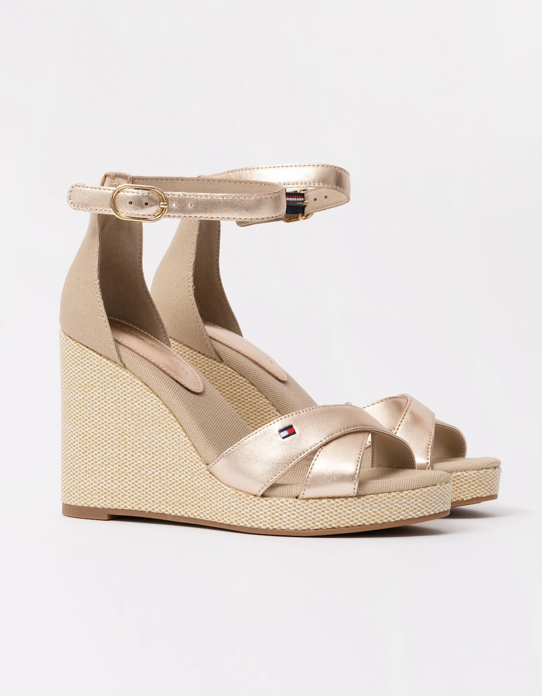 Womens Metallic Wedge Espadrille Sandals