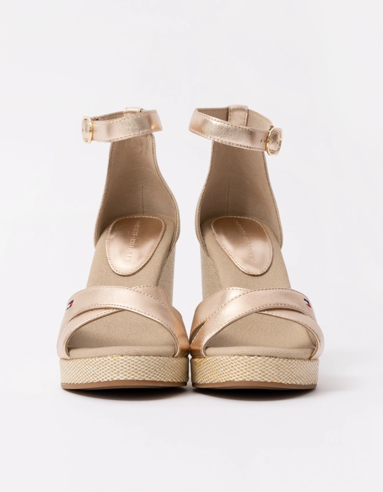 Womens Metallic Wedge Espadrille Sandals