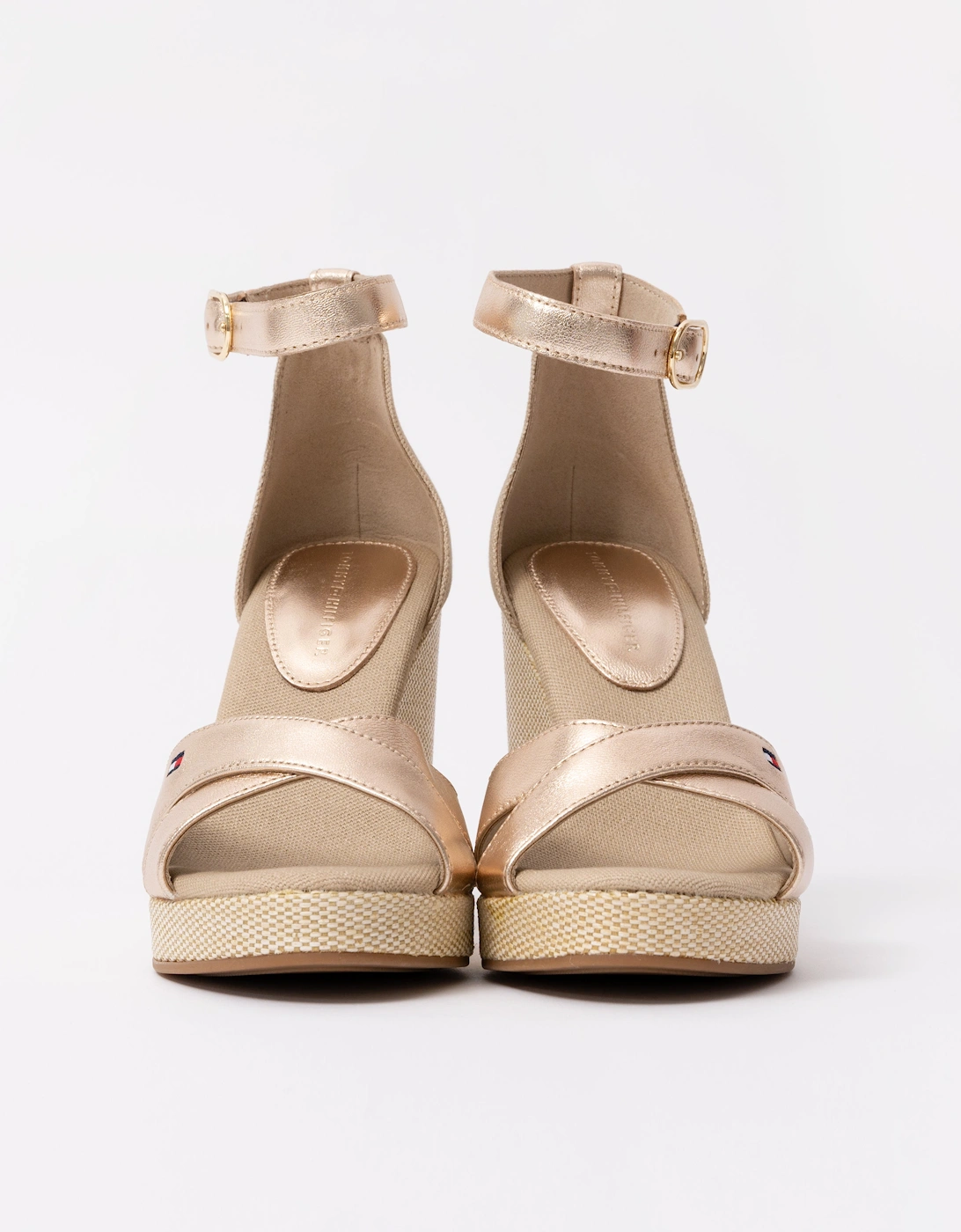 Womens Metallic Wedge Espadrille Sandals