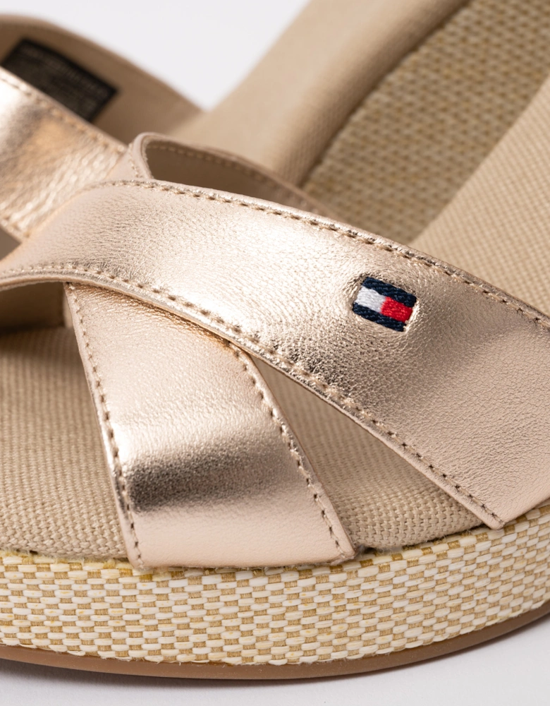 Womens Metallic Wedge Espadrille Sandals