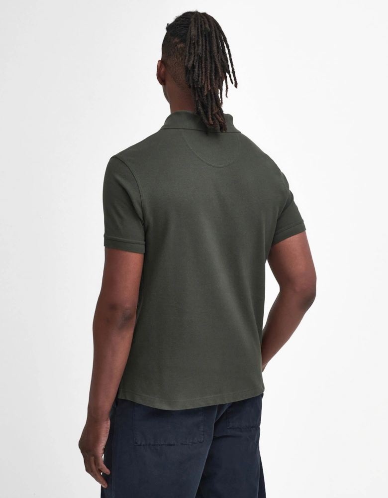 Tartan Pique Mens Polo - Seaweed