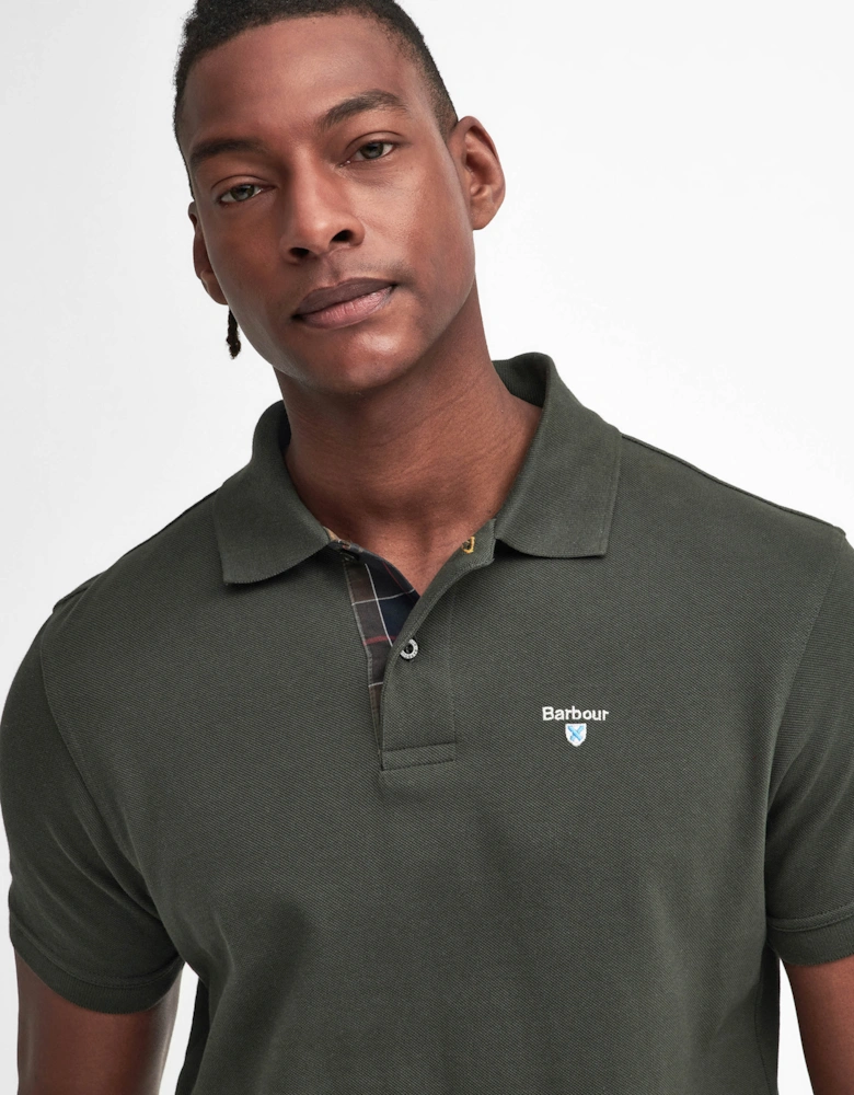 Tartan Pique Mens Polo - Seaweed