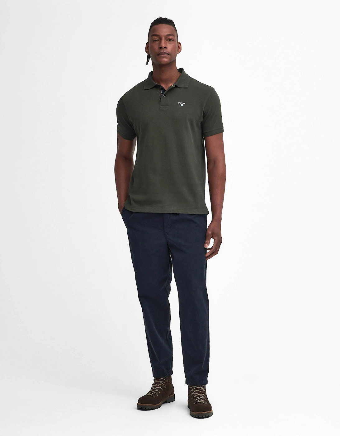 Tartan Pique Mens Polo - Seaweed