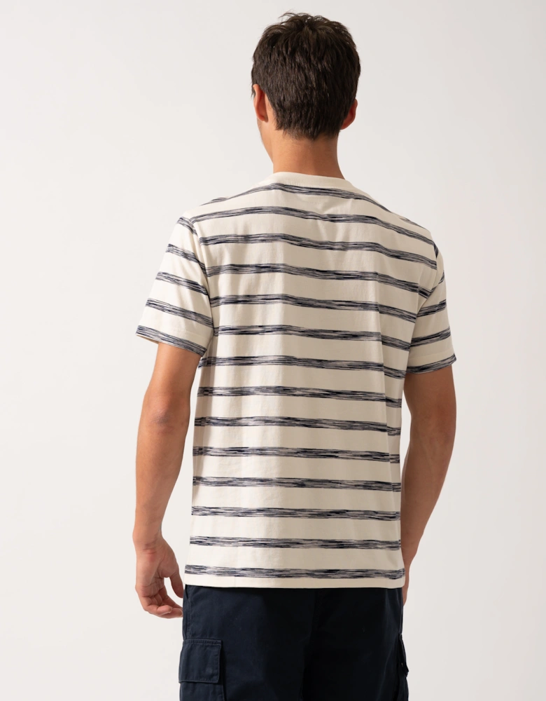 Mens Striped Crew Neck Short Sleeve T-Shirt - 130 Cream