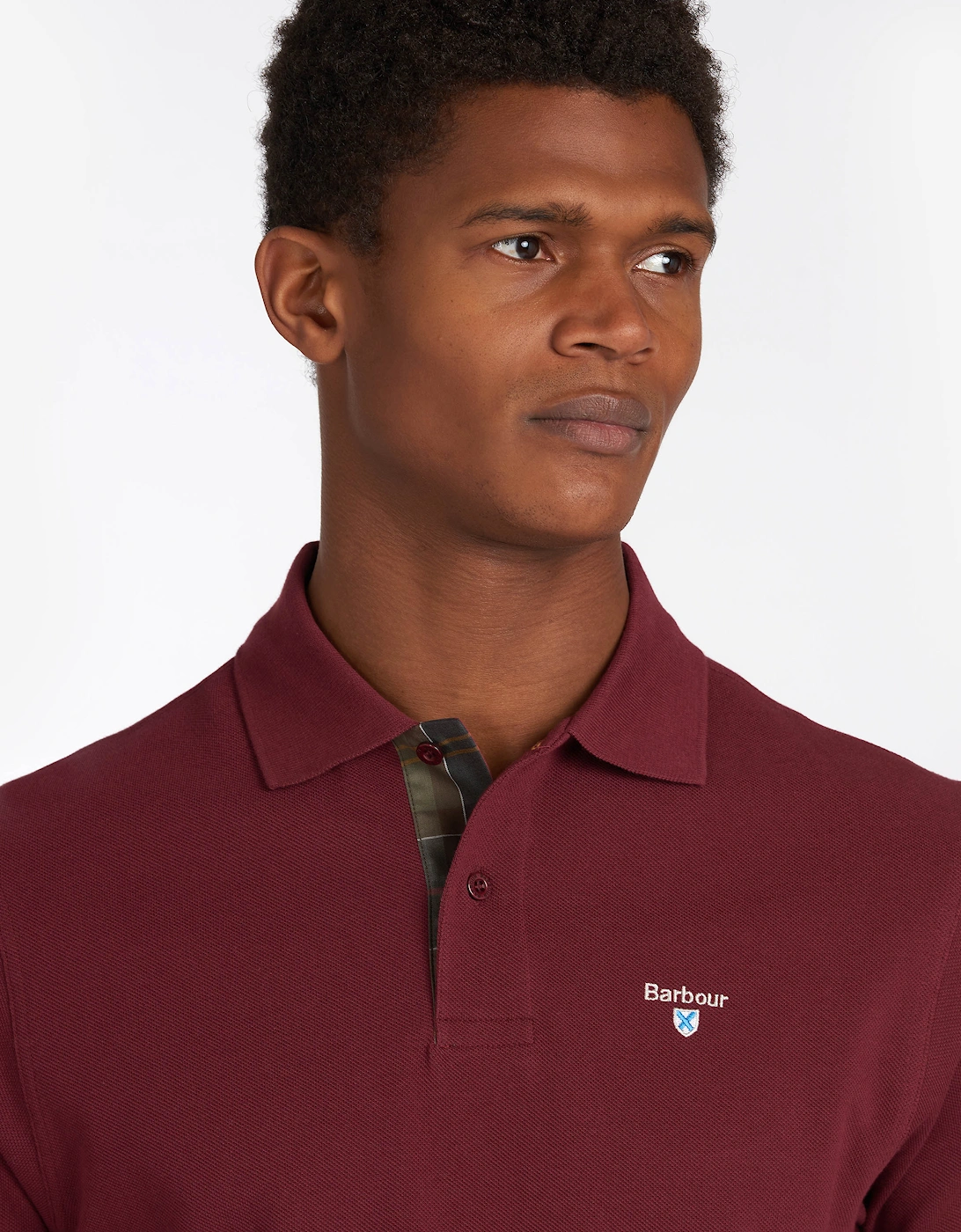 Tartan Pique Mens Polo - Ruby