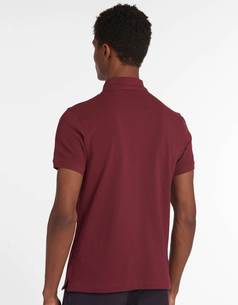 Tartan Pique Mens Polo - Ruby