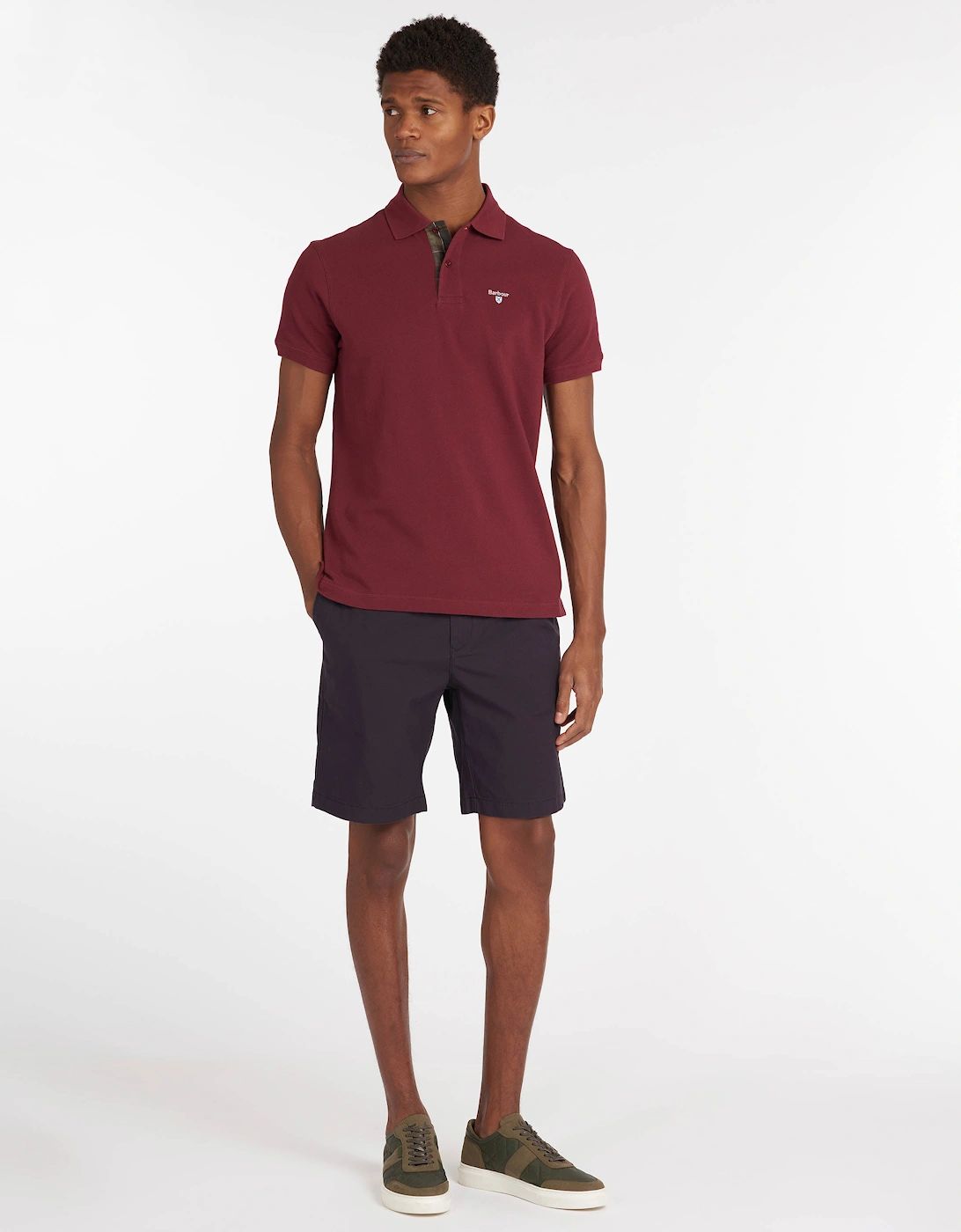 Tartan Pique Mens Polo - Ruby