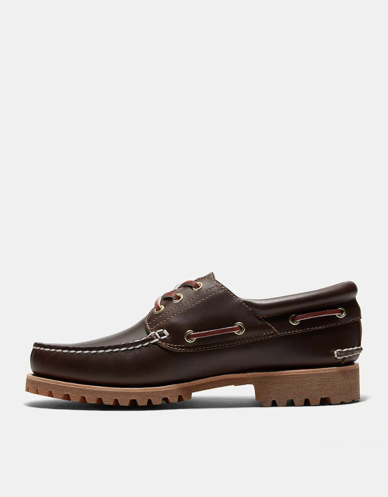 Mens Authentic Leather Boat Shoes - Brown