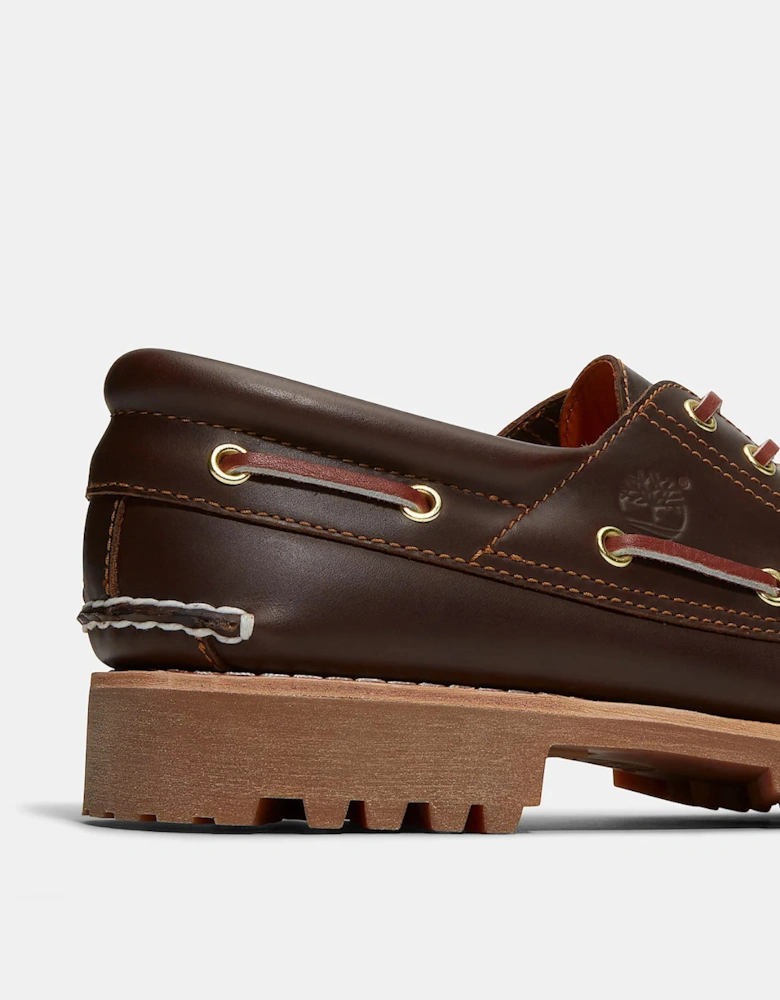 Mens Authentic Leather Boat Shoes - Brown