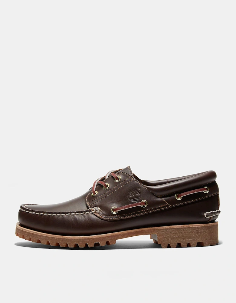 Mens Authentic Leather Boat Shoes - Brown