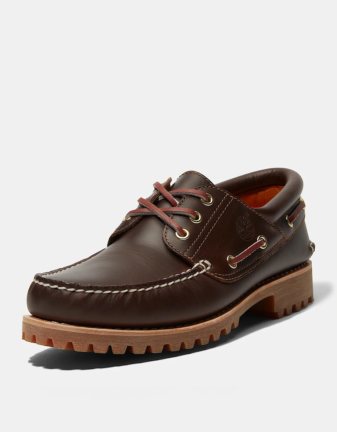 Mens Authentic Leather Boat Shoes - Brown