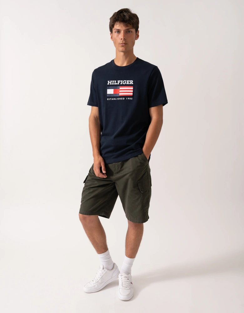 Americana Monotype Flag Box Mens T Shirt - Desert Sky