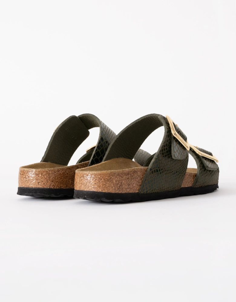 Sydney Big Buckle Synthetic Womens Sandals - Shiny Snake Sage
