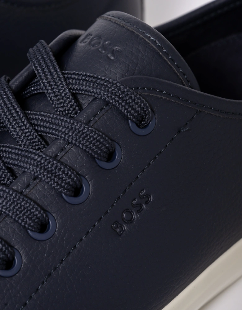 BOSS Orange Aiden Tenn Mens Low Top Trainers in Grained Faux Leather - Dark Blue 402