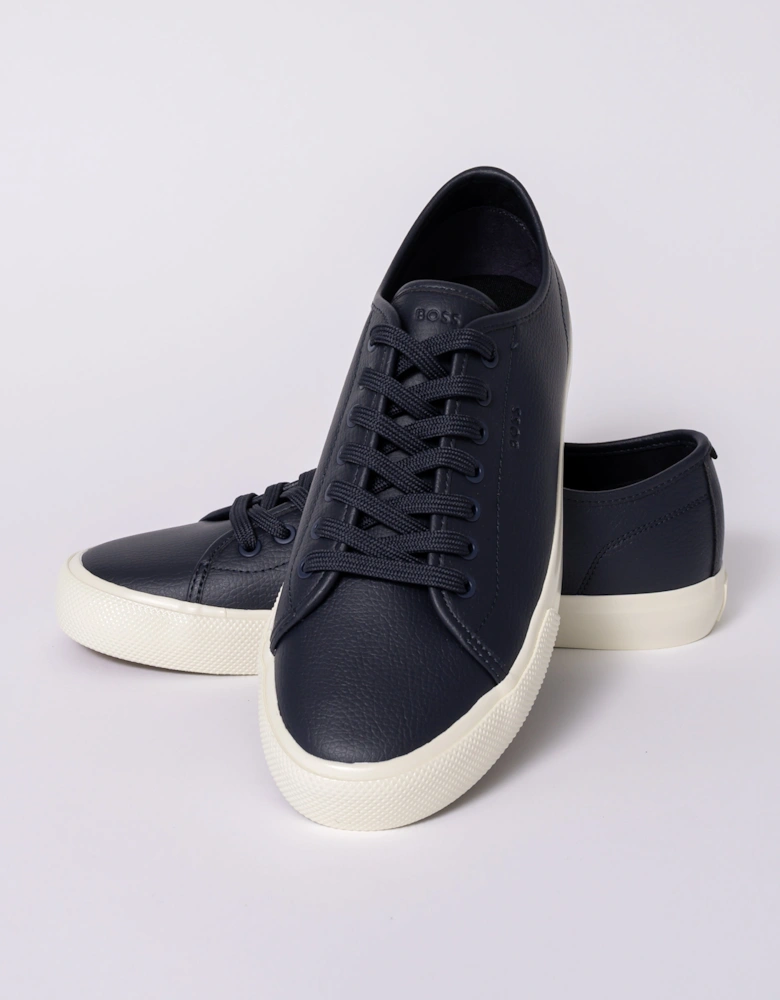 BOSS Orange Aiden Tenn Mens Low Top Trainers in Grained Faux Leather - Dark Blue 402