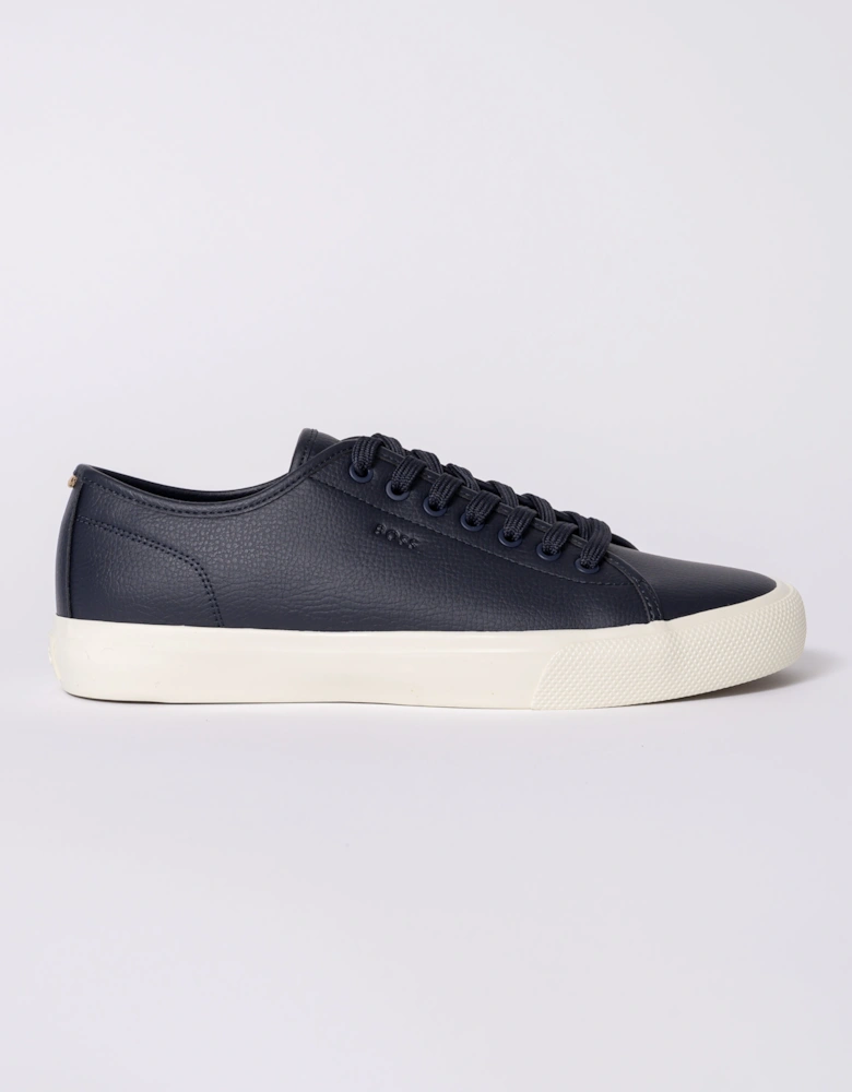 BOSS Orange Aiden Tenn Mens Low Top Trainers in Grained Faux Leather - Dark Blue 402