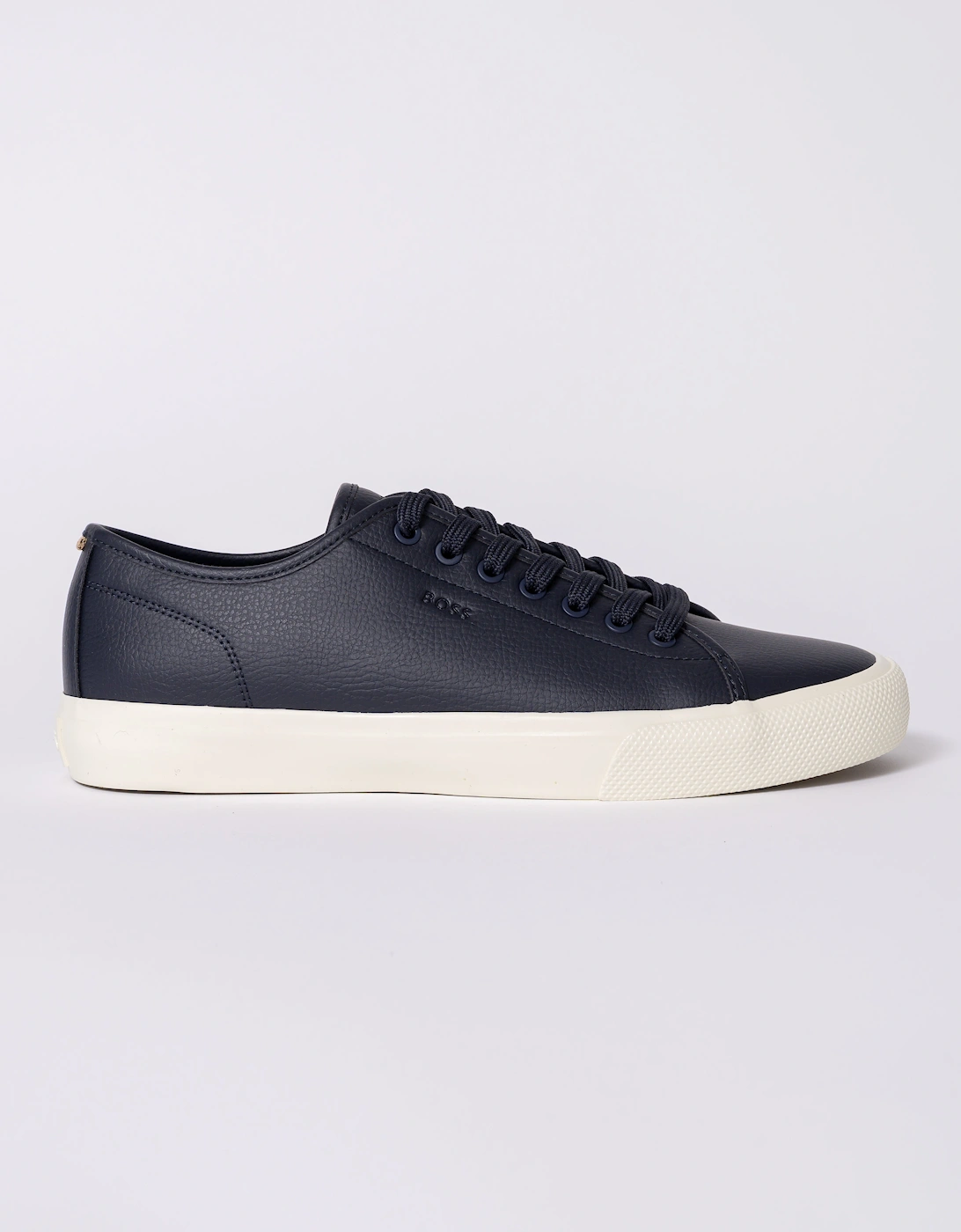 BOSS Orange Aiden Tenn Mens Low Top Trainers in Grained Faux Leather - Dark Blue 402