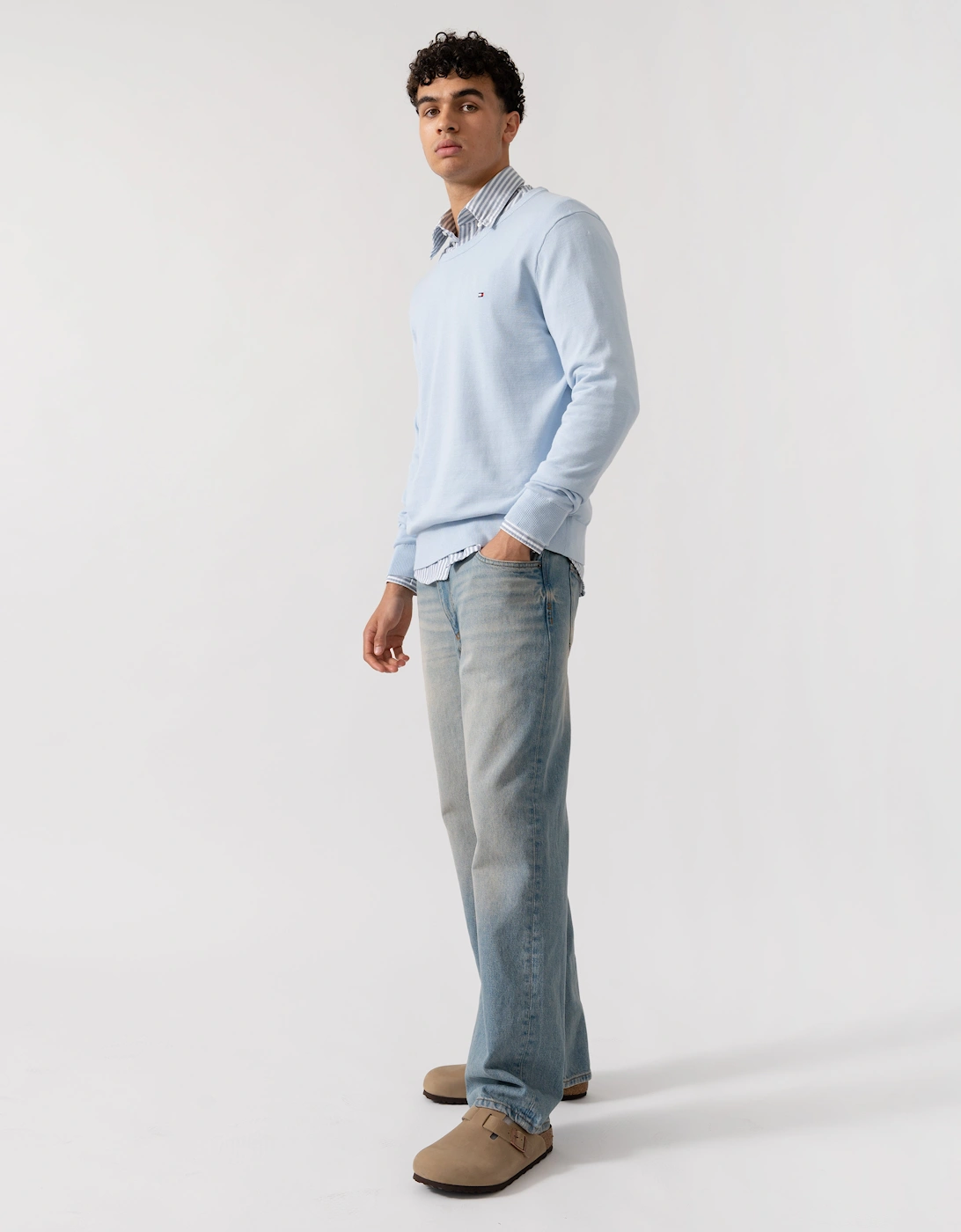 Essential Cotton Crew Neck Mens Sweatshirt - Breezy Blue