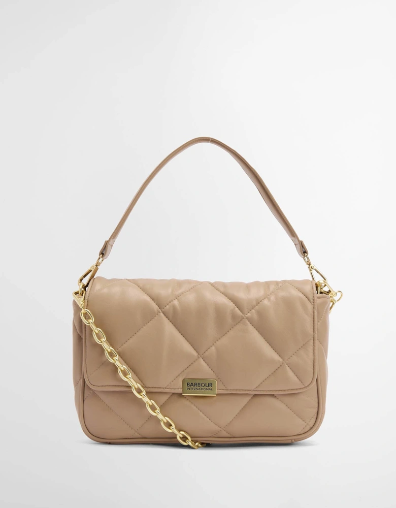 Womens Soft Quilt Shoulder Bag - Camel