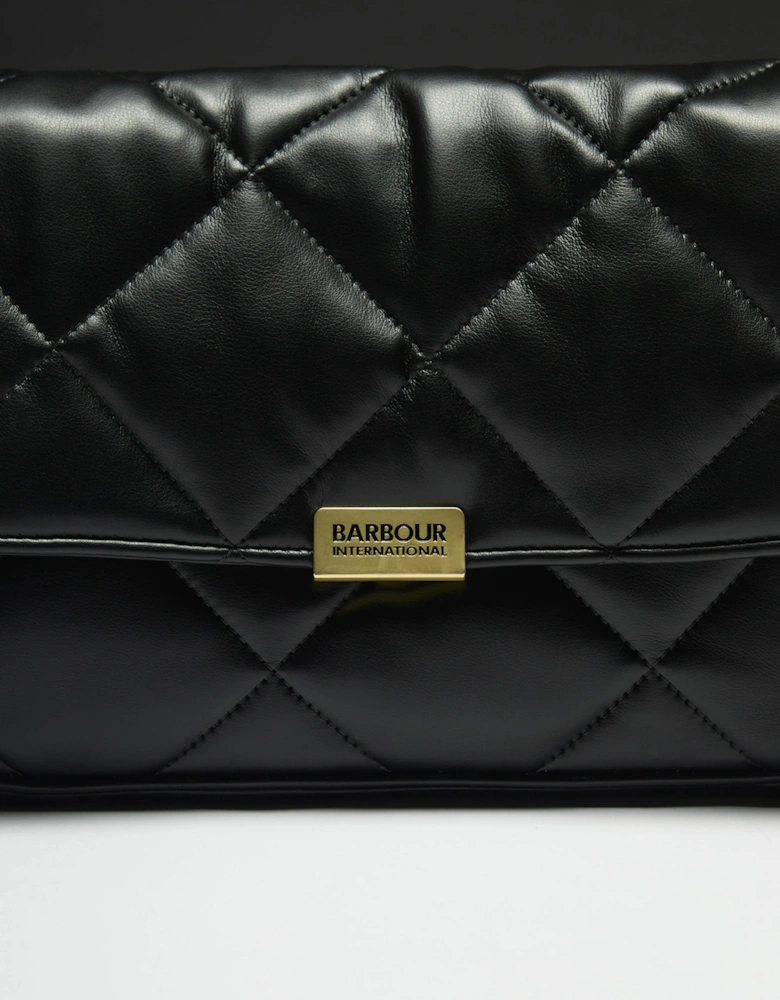 Womens Soft Quilt Shoulder Bag - Black