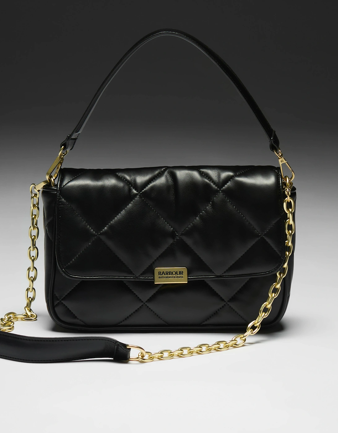 Womens Soft Quilt Shoulder Bag - Black