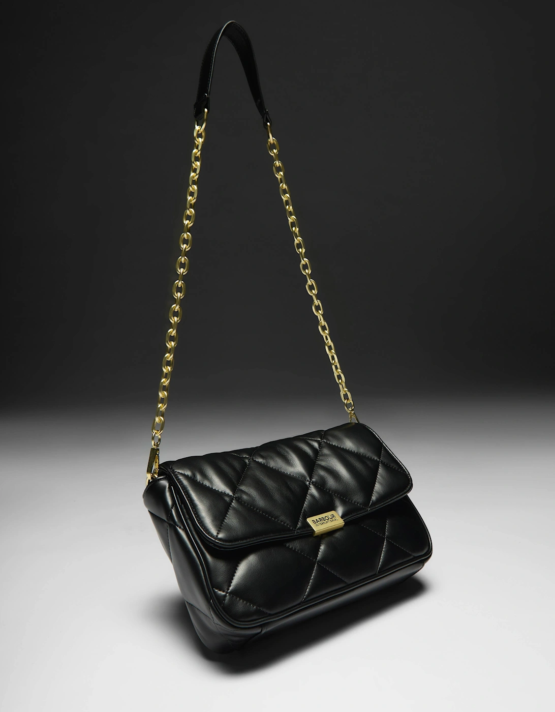 Womens Soft Quilt Shoulder Bag - Black