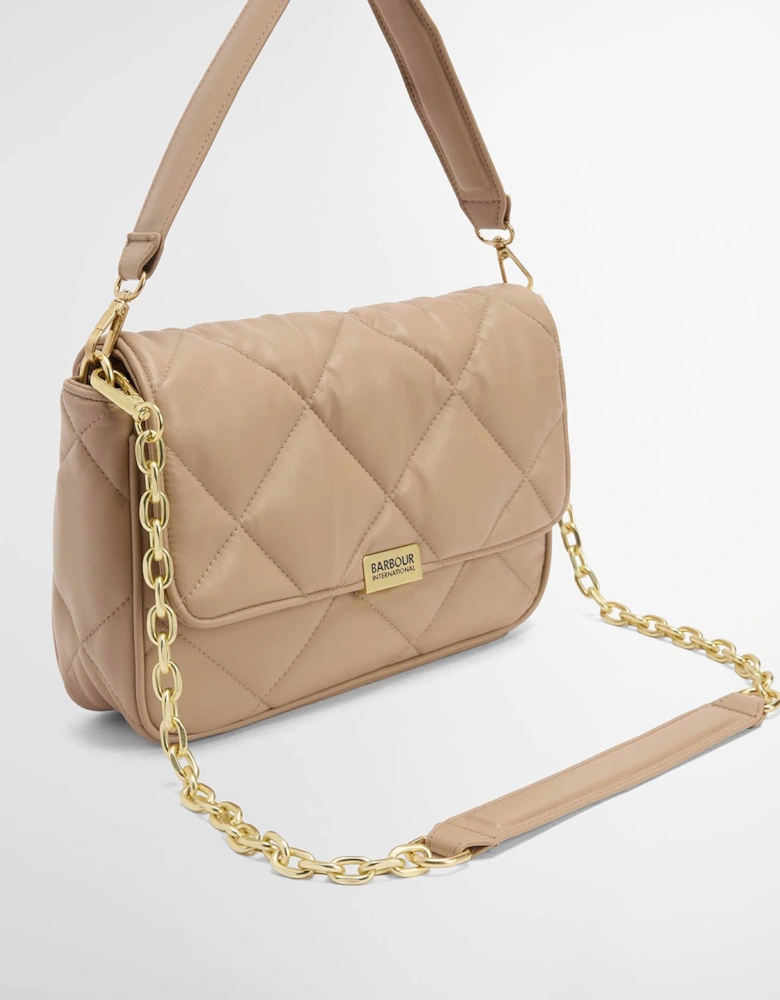 Womens Soft Quilt Shoulder Bag - Camel