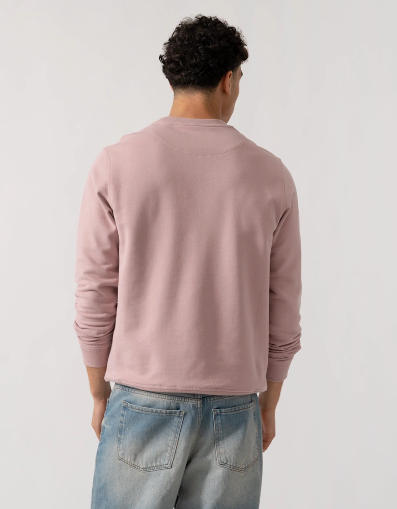Mens Crew Neck Sweatshirt With Logo Patch - Wood Rose