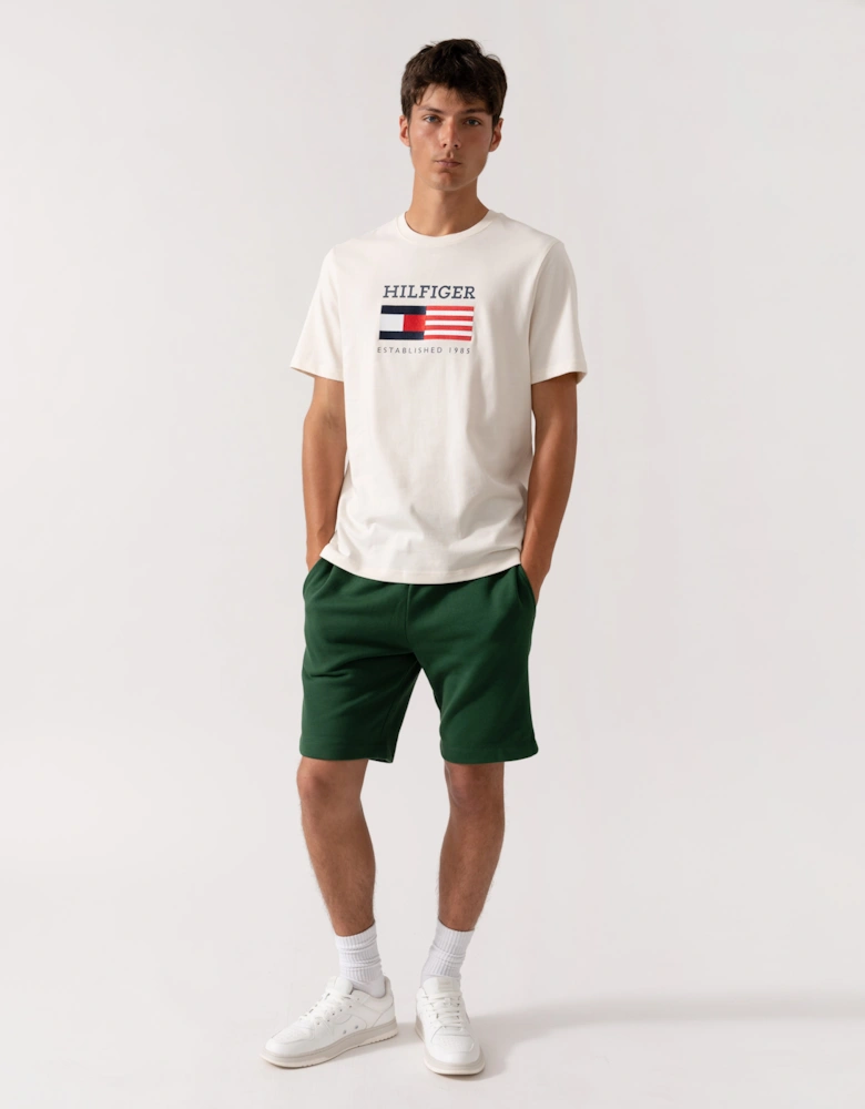 Americana Monotype Flag Box Mens T Shirt - Ivory Petal